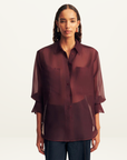 Shona Joy Tibby Silk Organza Shirt in Port Royale