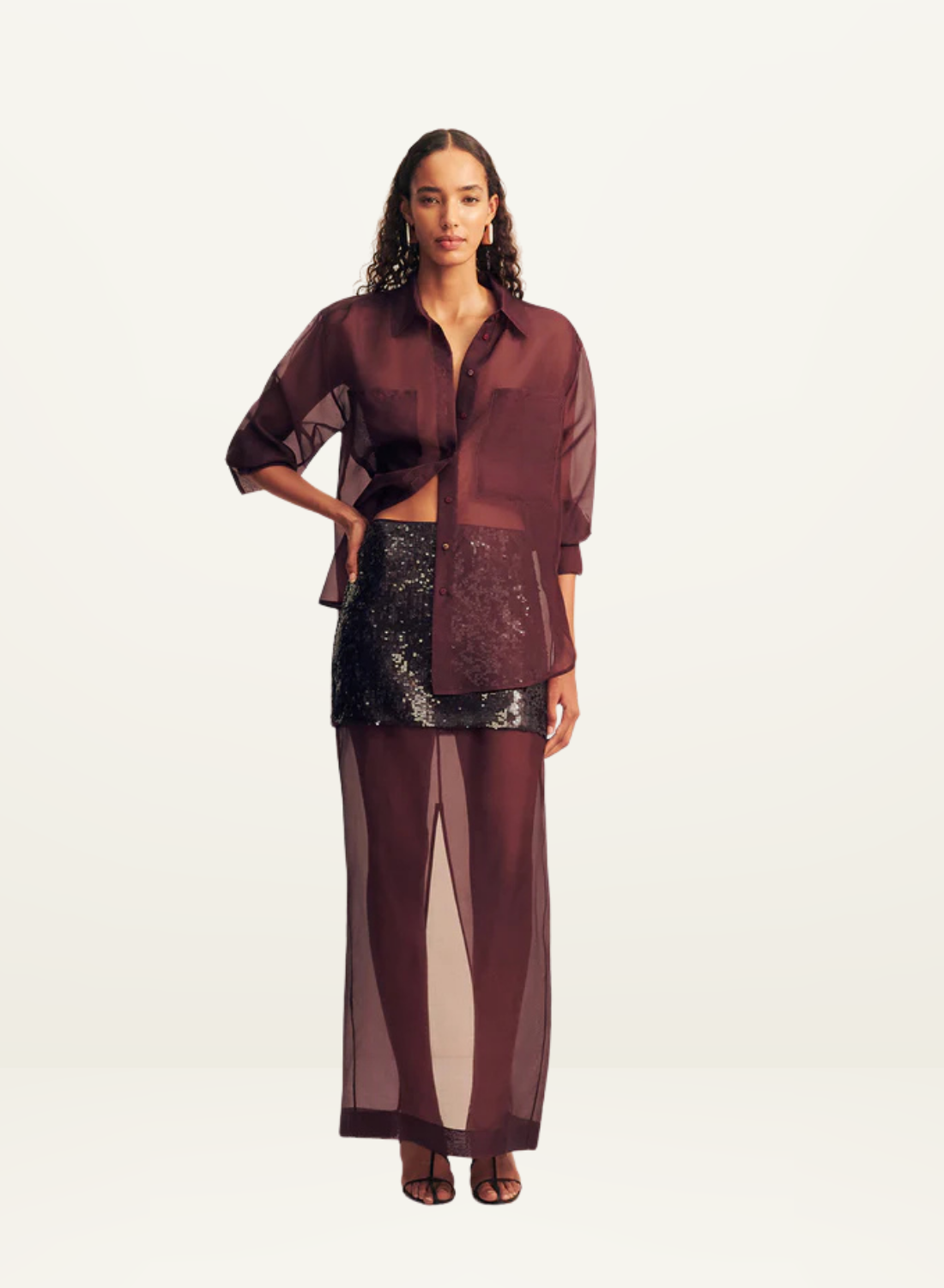 Shona Joy Tibby Silk Organza Shirt in Port Royale