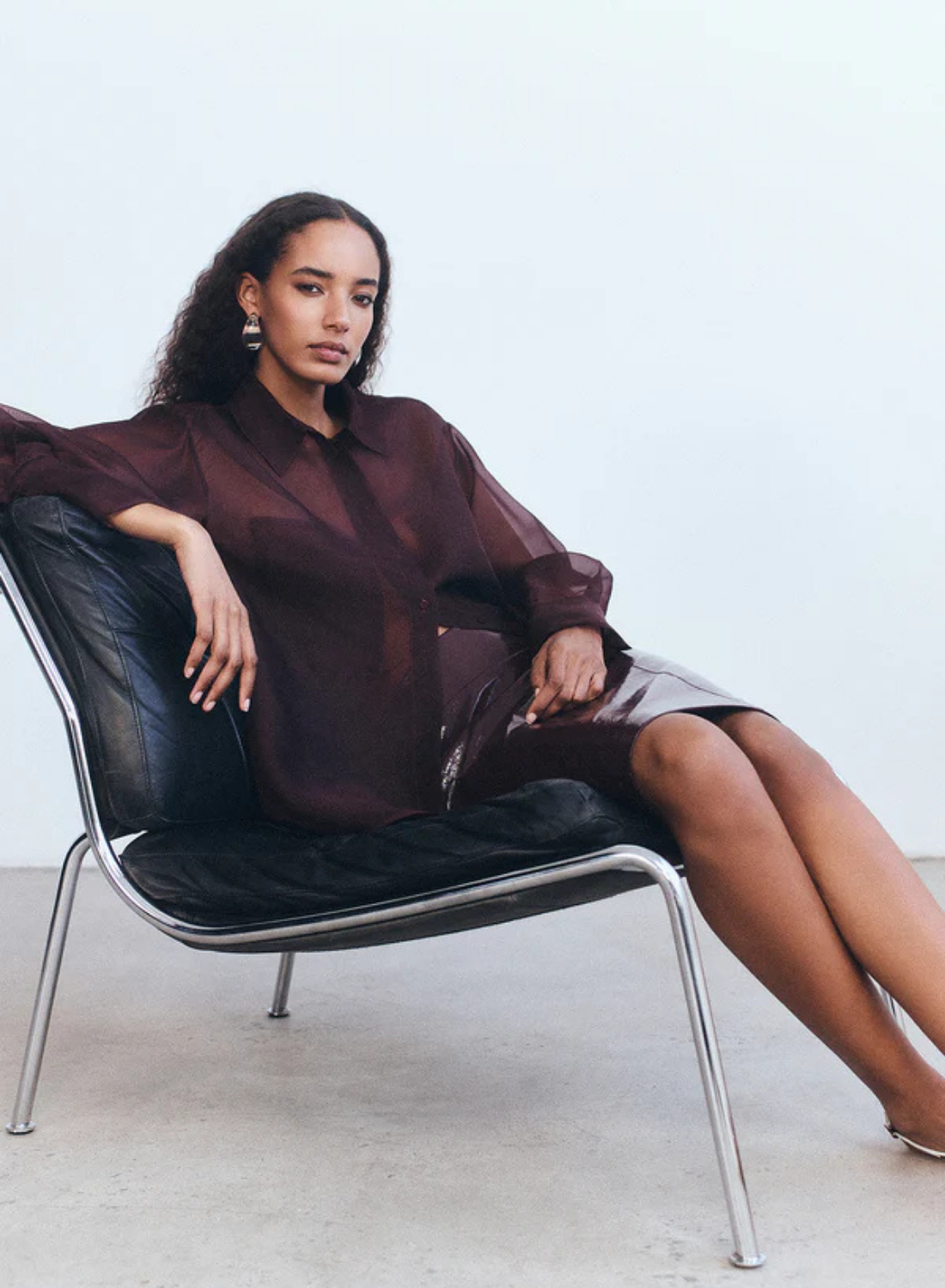 Shona Joy Tibby Silk Organza Shirt in Port Royale