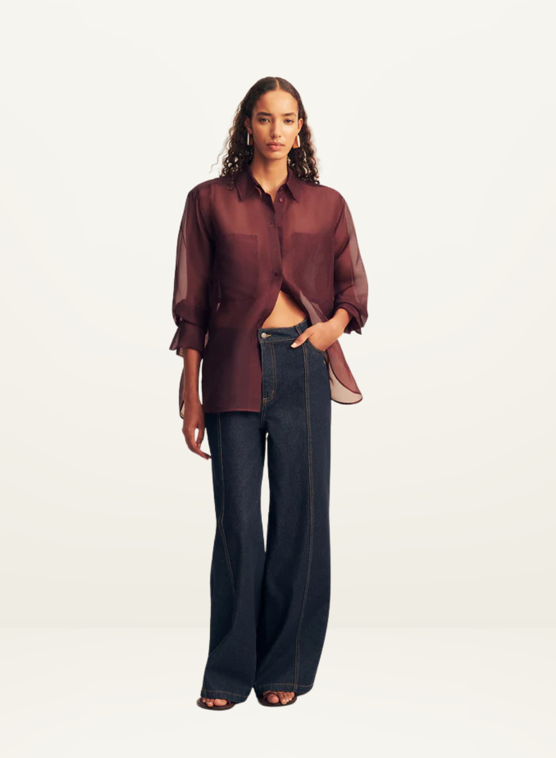 Shona Joy Tibby Silk Organza Shirt in Port Royale
