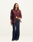 Shona Joy Tibby Silk Organza Shirt in Port Royale