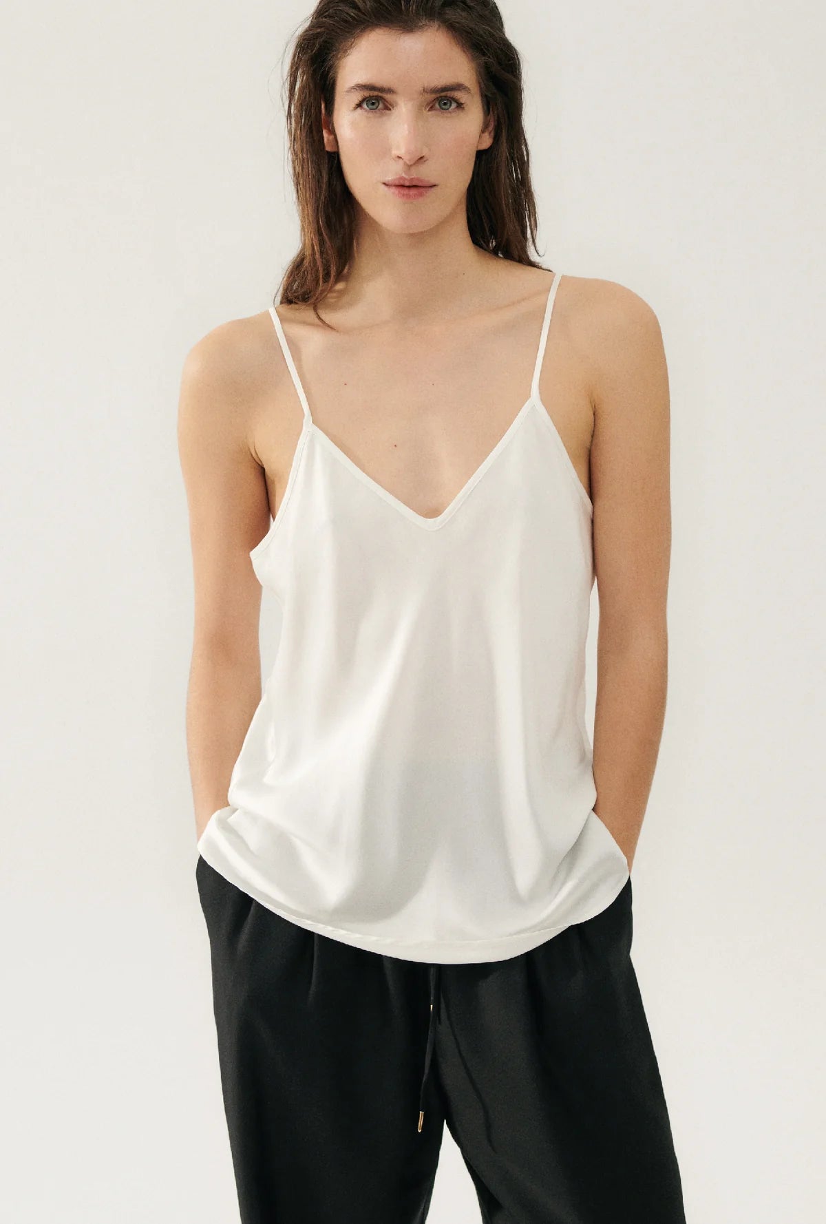 Bias Cut Cami WHITE Silk Laundry-Silk Laundry-Frolic Girls