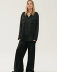 Boyfriend Shirt BLACK Silk Laundry-Silk Laundry-Frolic Girls