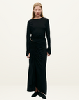 Silk Laundry Jersey Modal Ruched Skirt in BLACK