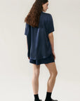 Short Sleeve Boyfriend Shirt MIDNIGHT Silk Laundry-Silk Laundry-Frolic Girls