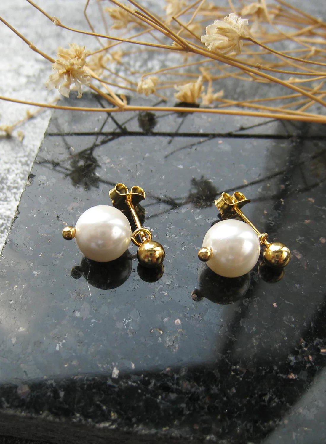 Skylar Drop Pearl Earrings GOLD Smith-SMITH-Frolic Girls