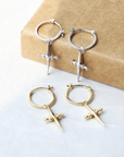 Hoop Drop Cross Earrings GOLD Smith-SMITH-Frolic Girls