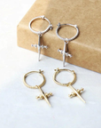 Hoop Drop Cross Earrings SILVER Smith The Label-SMITH-Frolic Girls