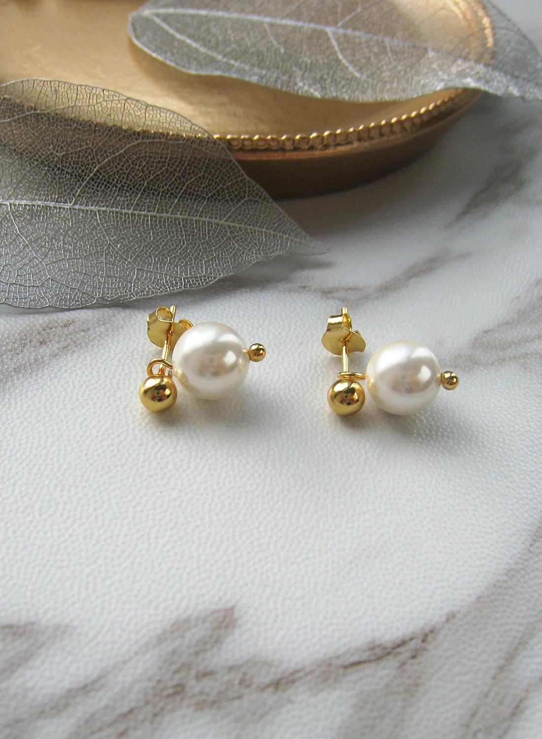 Skylar Drop Pearl Earrings GOLD Smith-SMITH-Frolic Girls