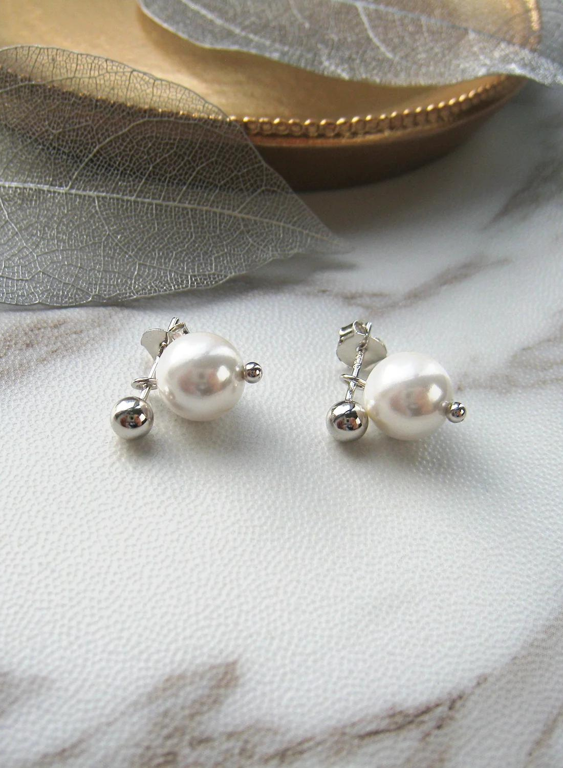 Skylar Drop Pearl Earrings SILVER Smith-SMITH-Frolic Girls