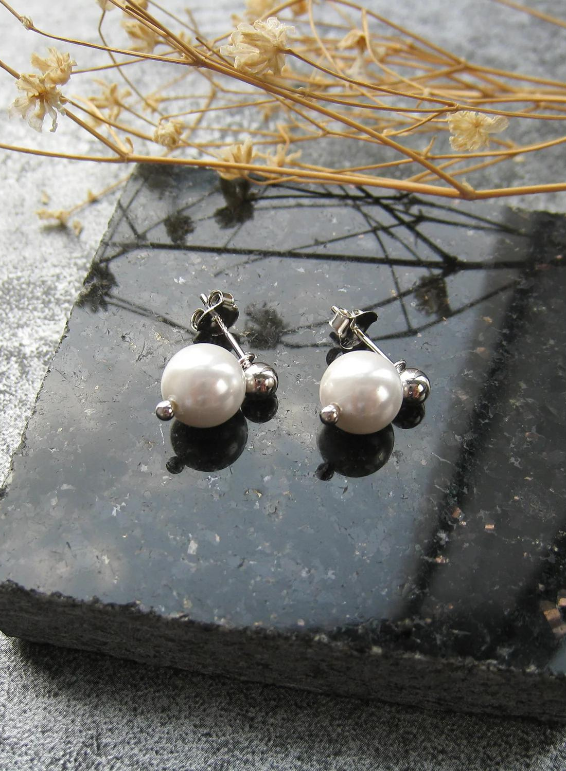 Skylar Drop Pearl Earrings SILVER Smith-SMITH-Frolic Girls