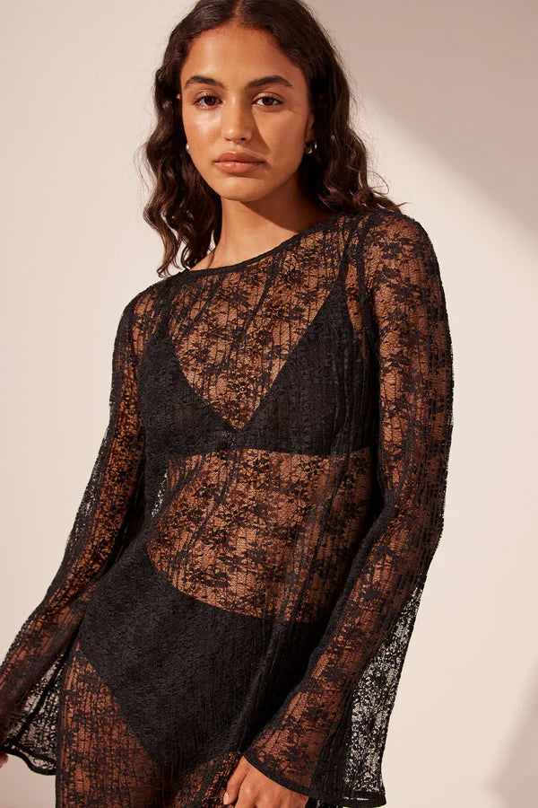 Sol Long Sleeve Lace Midi Dress BLACK Shona Joy-Shona Joy-Frolic Girls