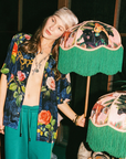 Something Very Special Chains and Roses Silk Resort Shirt in Black