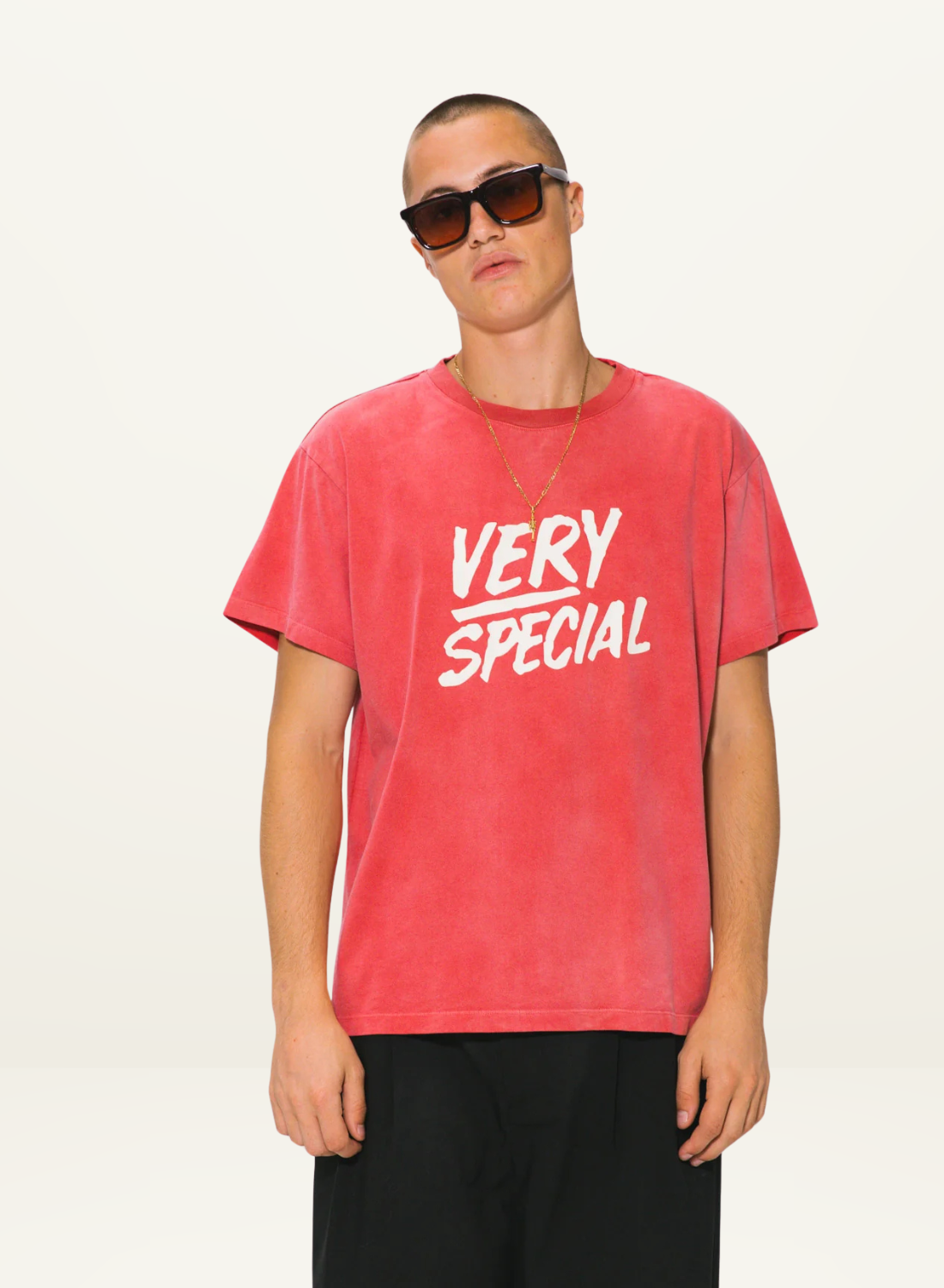 Something Very Special Stacked Logo Tee in Washed Red