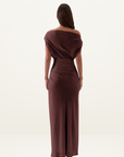 Sovere Ada Off Shoulder Dress in Chocolate