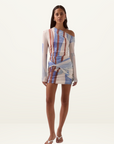 Sovere Hunter Mesh Mini Dress in Blue Spice