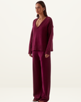 Sovere Lane Plunge Sweater in Mulberry