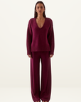 Sovere Lane Plunge Sweater in Mulberry