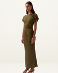 Sovere Rua Off Shoulder Dress in Olive