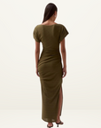 Sovere Rua Off Shoulder Dress in Olive