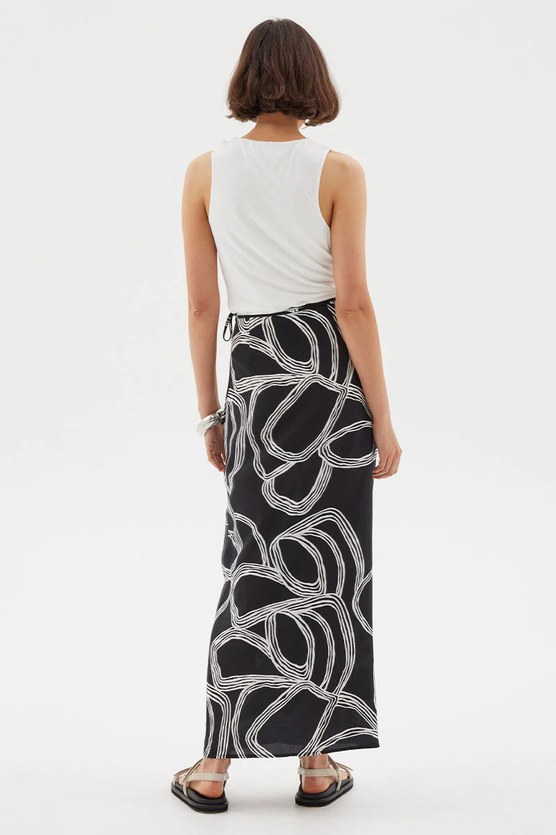 Sgraffito Wrap Maxi Skirt BLACK Sovere-Sovere-Frolic Girls