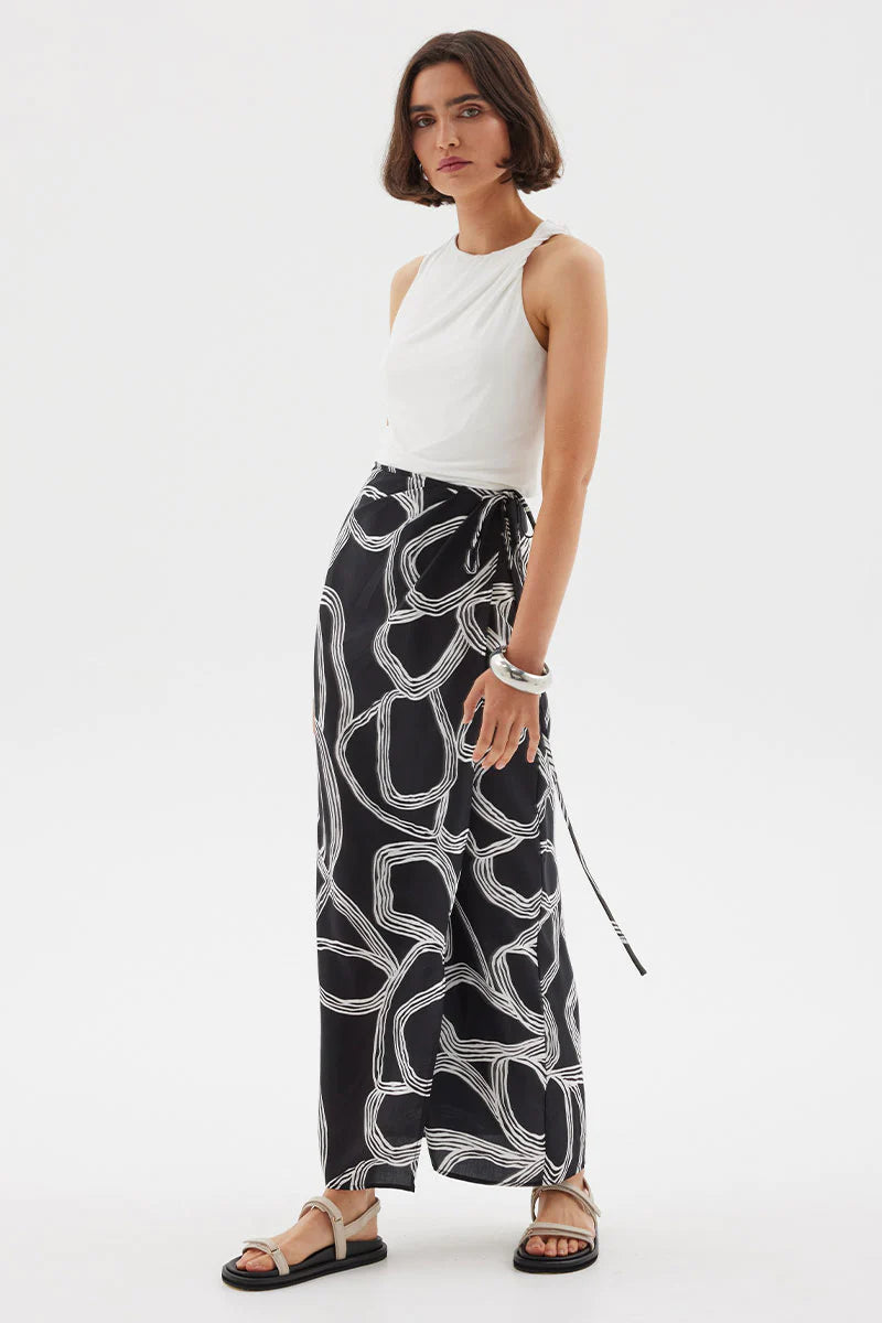 Sgraffito Wrap Maxi Skirt BLACK Sovere-Sovere-Frolic Girls