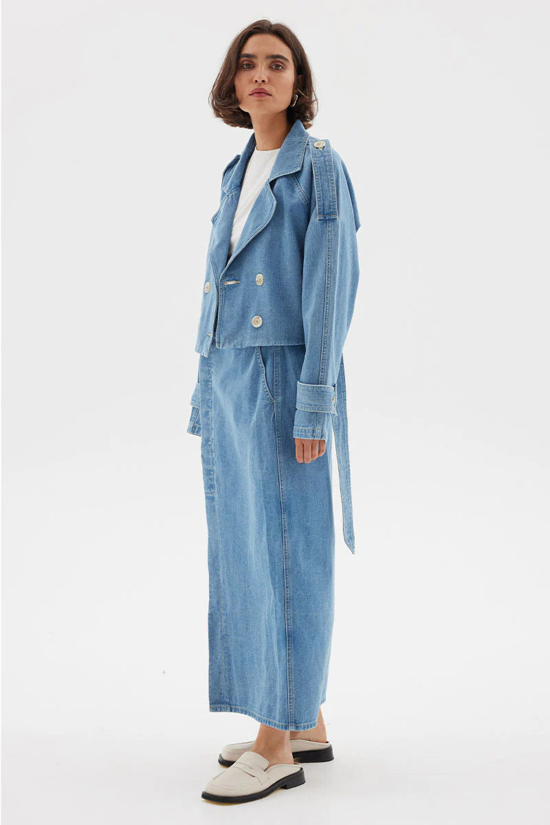 Theory Denim Crop Trench BLUE Sovere-Sovere-Frolic Girls