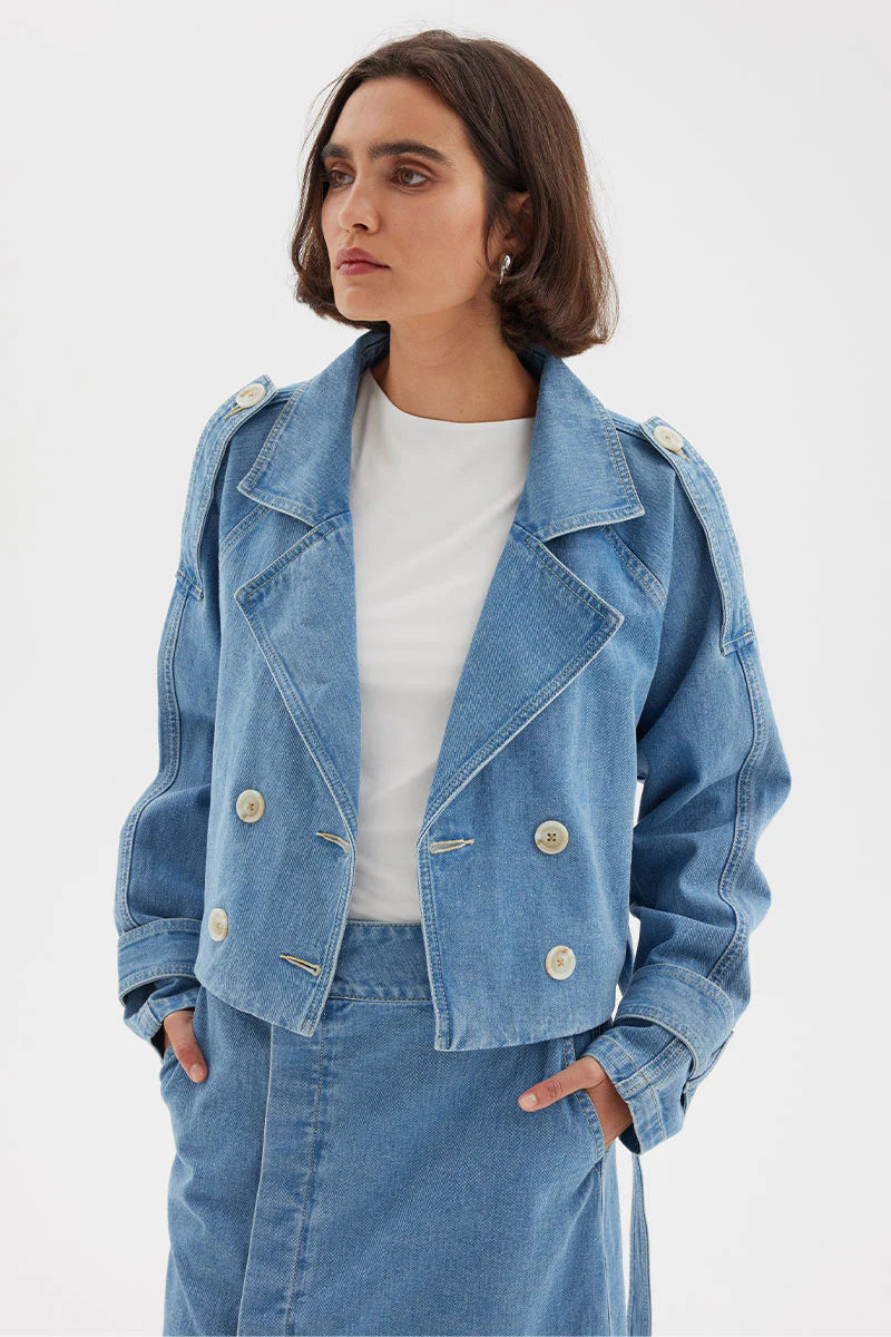 Theory Denim Crop Trench BLUE Sovere-Sovere-Frolic Girls