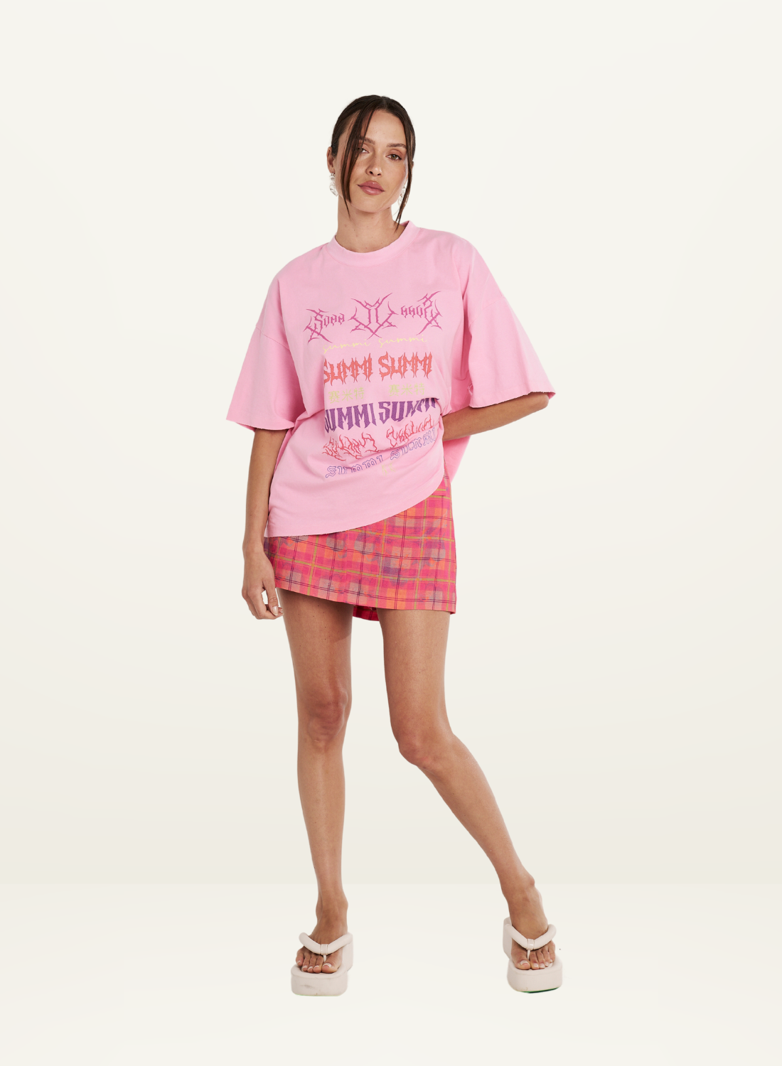Summi Summi Band Tee in PINK // LAST ONE - SIZE XS