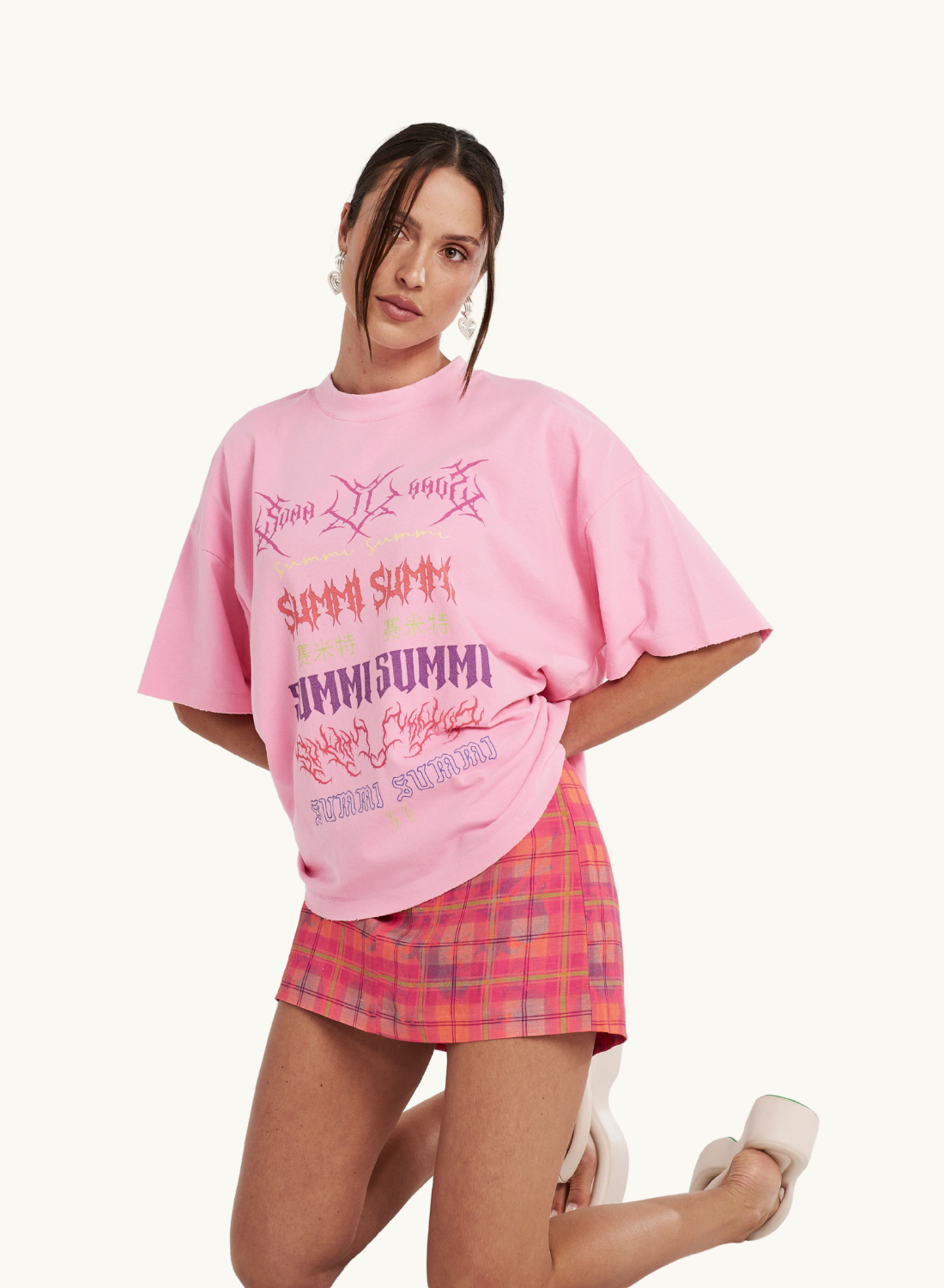 Summi Summi Band Tee in PINK // LAST ONE - SIZE XS