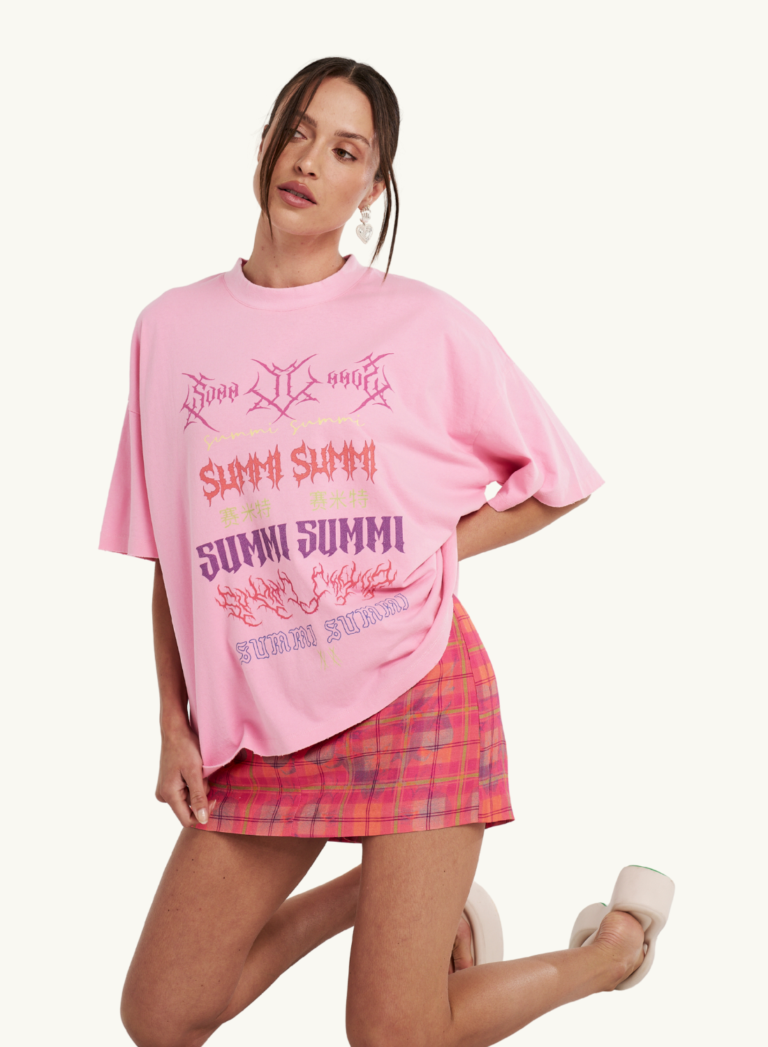 Summi Summi Band Tee in PINK // LAST ONE - SIZE XS