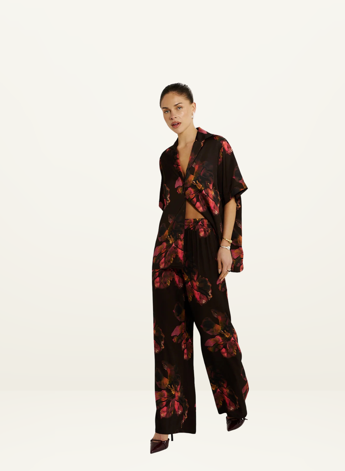 Summi Summi Button Up SS Shirt in Chocolate Petal