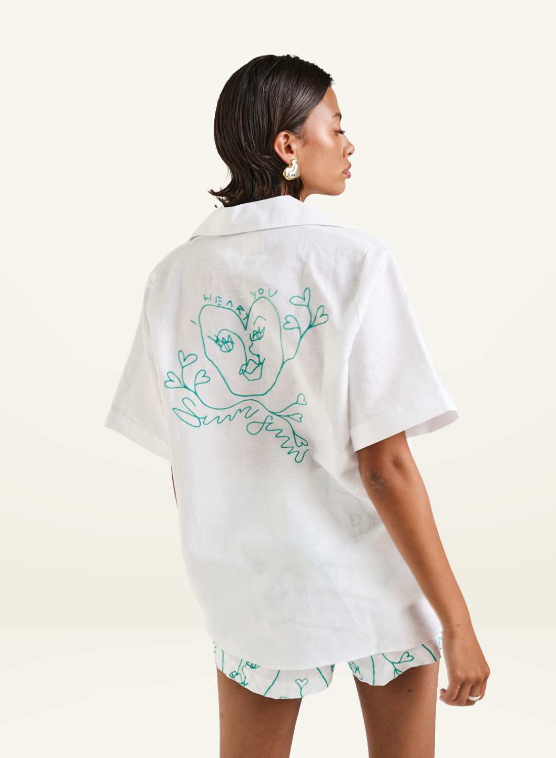 Summi Summi Collared SS Shirt in I Heart U // LAST ONES M L