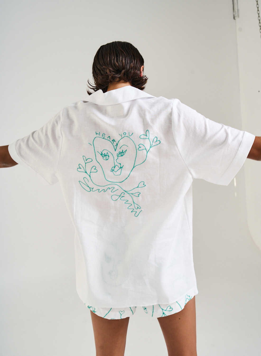 Summi Summi Collared SS Shirt in I Heart U // LAST ONES M L