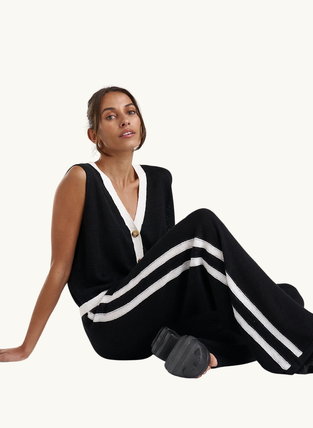 Summi Summi Knit Pants in BLACK &amp; CREAM