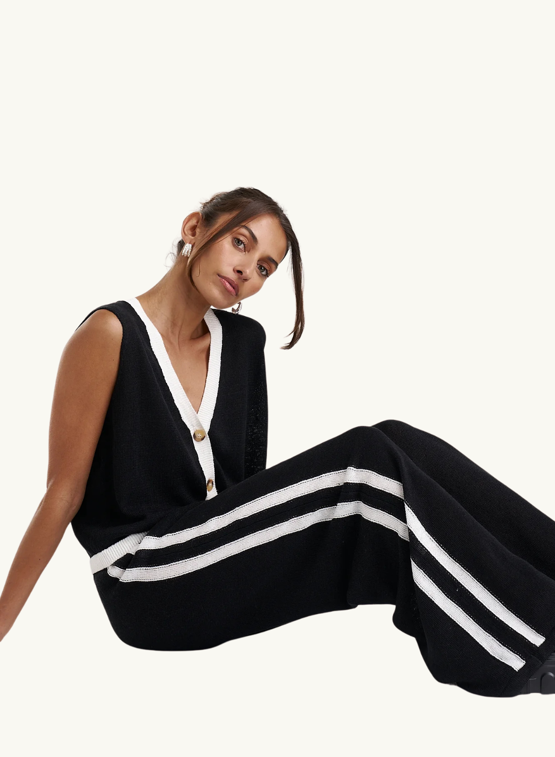 Summi Summi Knit Pants in BLACK &amp; CREAM