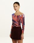 Summi Summi LS Off Shoulder Top in Bordeaux