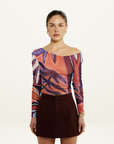 Summi Summi LS Off Shoulder Top in Bordeaux