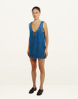 Summi Summi Lacey V Neck Dress in Bleu Denim // LAST ONE SIZE S