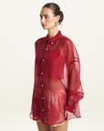 Summi Summi Mercurio Silk Shirt in Carmine Red