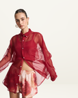 Summi Summi Mercurio Silk Shirt in Carmine Red
