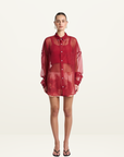 Summi Summi Mercurio Silk Shirt in Carmine Red