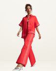 Summi Summi Sig Linen Shirt in SCARLET SUMMI