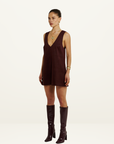 Summi Summi VNeck Mini Dress in Syrah