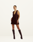 Summi Summi VNeck Mini Dress in Syrah