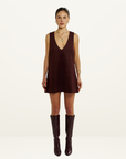 Summi Summi VNeck Mini Dress in Syrah