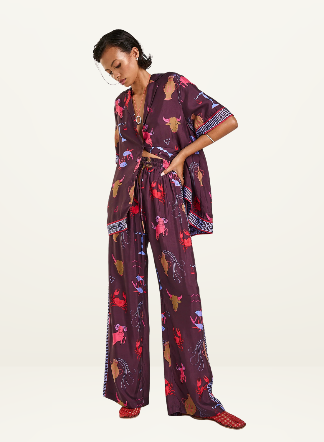 Summi Summi Zodiac Button Up SS Shirt in ZODIAC PRINT