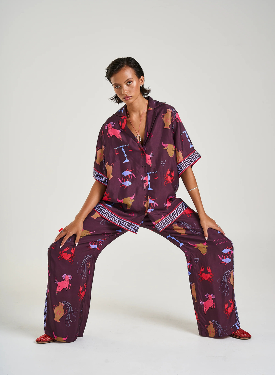 Summi Summi Zodiac Wide Leg Pant in ZODIAC PRINT // LAST IN SIZE XS