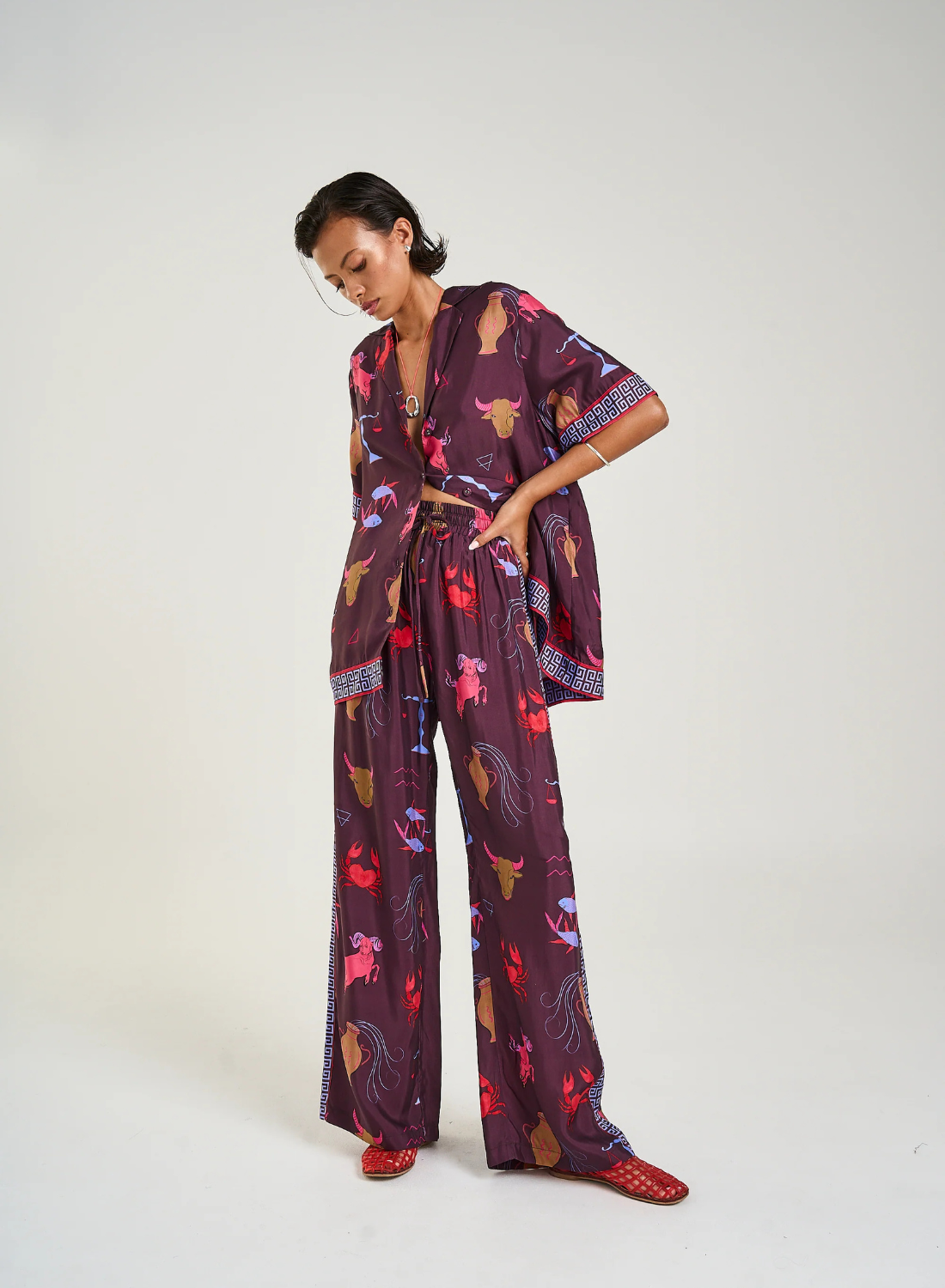 Summi Summi Zodiac Wide Leg Pant in ZODIAC PRINT // LAST IN SIZE XS