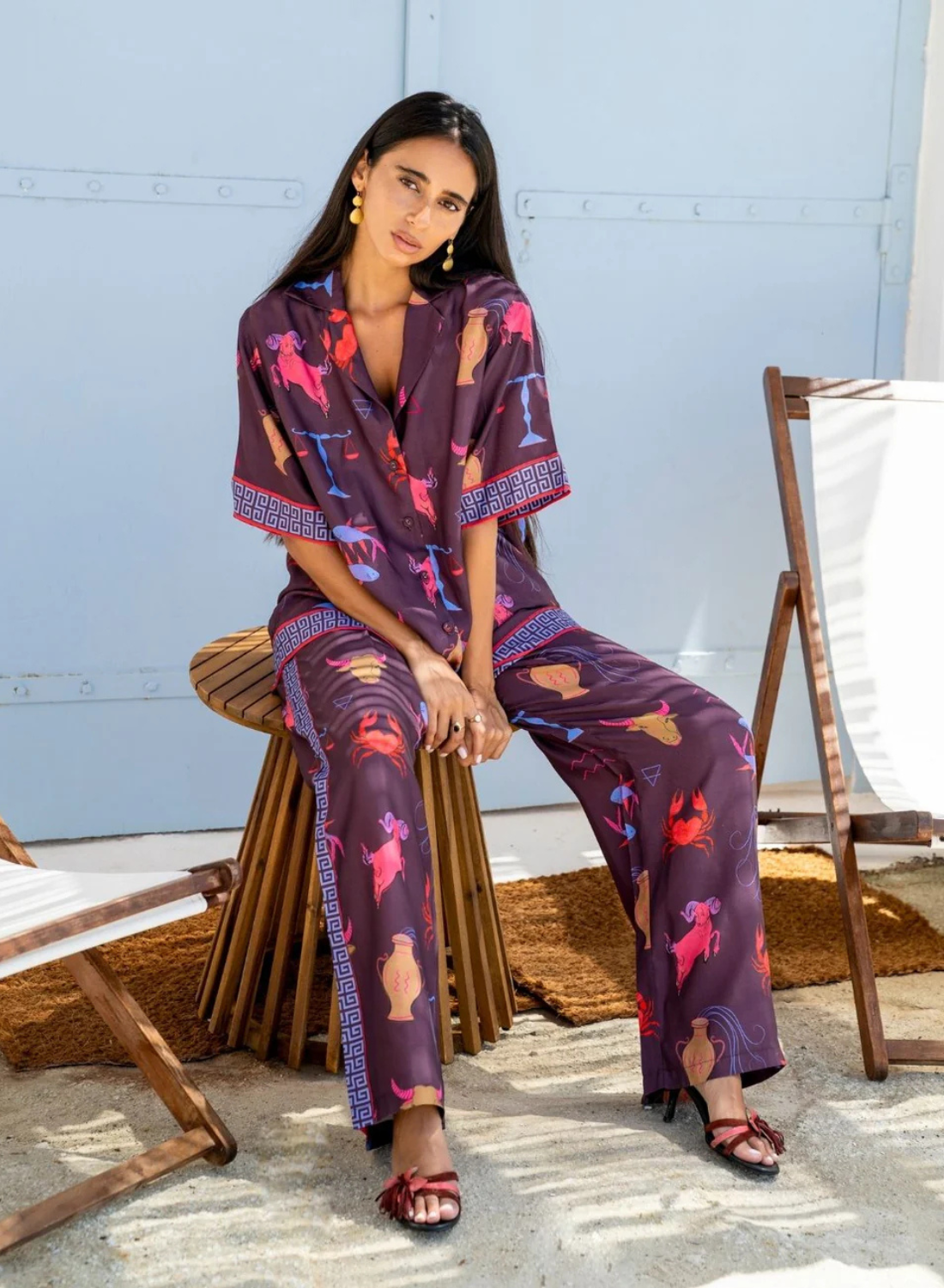 Summi Summi Zodiac Wide Leg Pant in ZODIAC PRINT // LAST IN SIZE XS